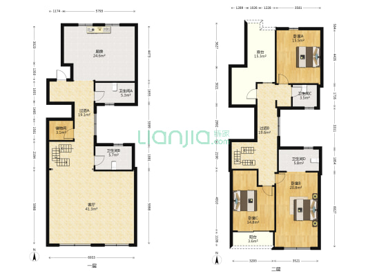泊岸美墅 3室1厅4卫 227平方