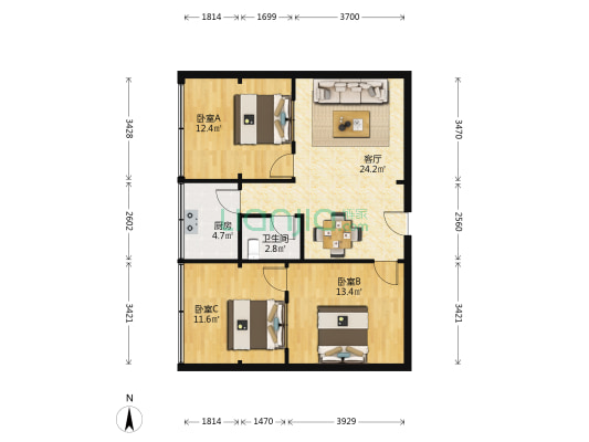 文丰小区 3室1厅1卫 84平方