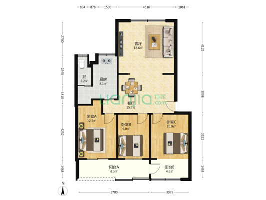 树达学院家属楼 3室2厅1卫 74平方