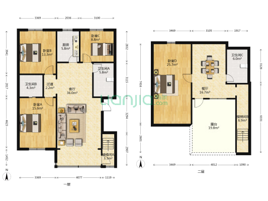 中成新村 4室2厅3卫 131平方