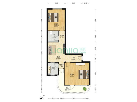 南希花苑 2室1厅1卫 77平方