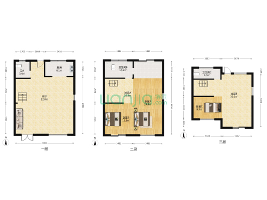华鸿鸿锦嘉园 3室1厅3卫 180平方