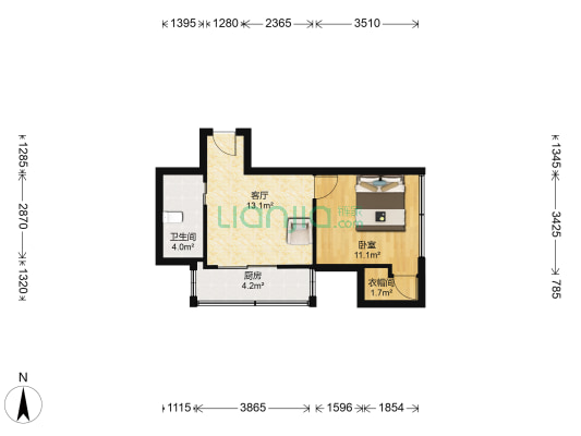 球场路 1室1厅1卫 39平方