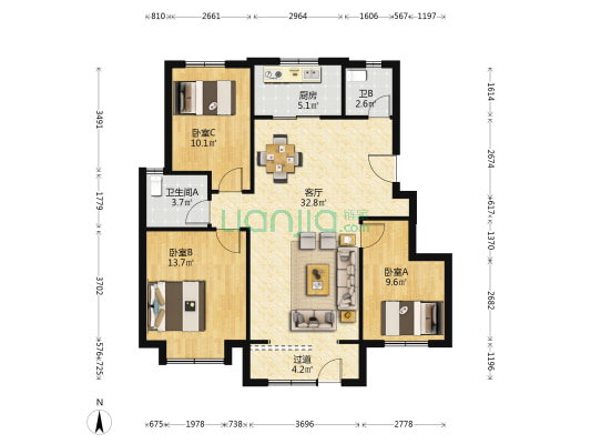 博仕苑 3室1厅2卫 111平方