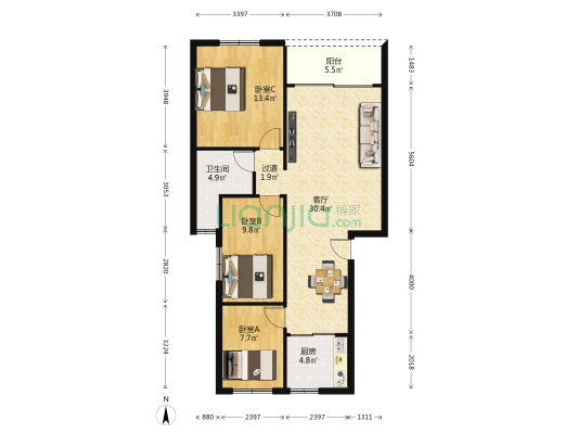 石碣民丰路90号 3室1厅1卫 84平方
