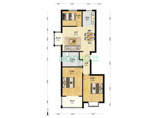 金丰裕园 3室1厅1卫 108平方