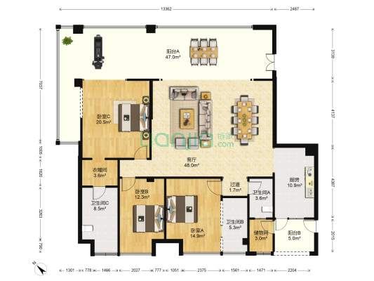 棕榈长滩 3室1厅3卫 188平方