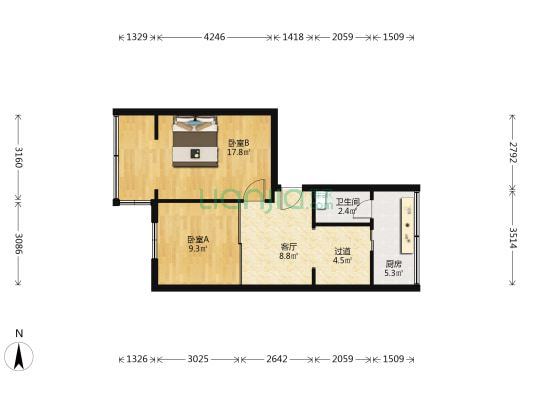九里堤南路68号 2室1厅1卫 56平方