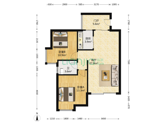 三水奥林匹克花园 2室1厅1卫 89平方