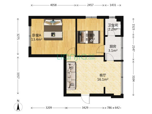 狮峰路14号 2室1厅1卫 55平方