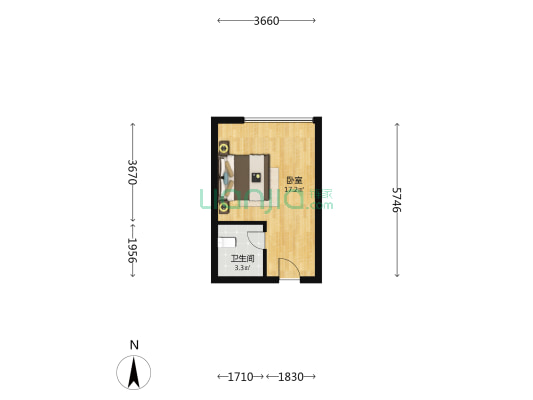 德隆商贸城 1室0厅1卫 33平方