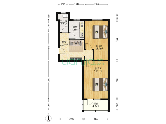 幸福小区东区 2室1厅1卫 44平方
