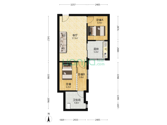 皇家花园 3室1厅1卫 56平方