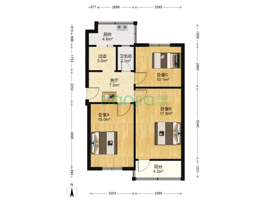 农业路67号院付5号 3室1厅1卫 75平方