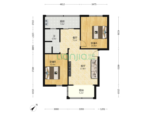 天鹅汽修厂家属区 2室2厅1卫 79平方