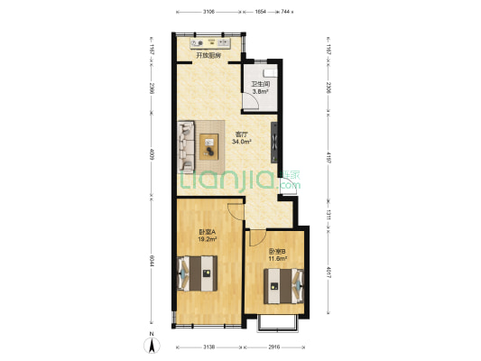 庭香園 2室1厅1卫 81平方