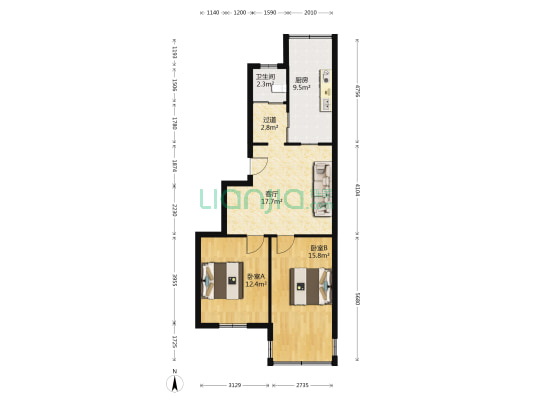 景泰花园 2室1厅1卫 75平方
