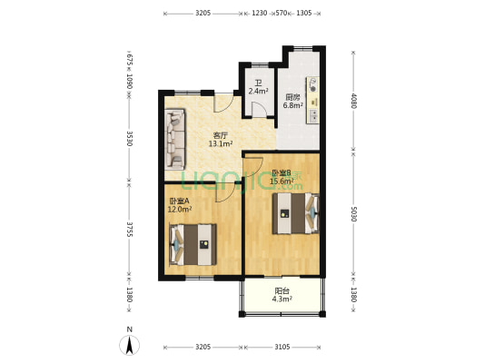 浩然居 2室1厅1卫 99平方