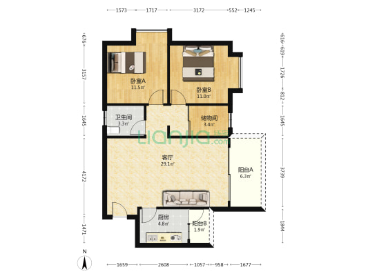 榕城春天 2室1厅1卫 83平方