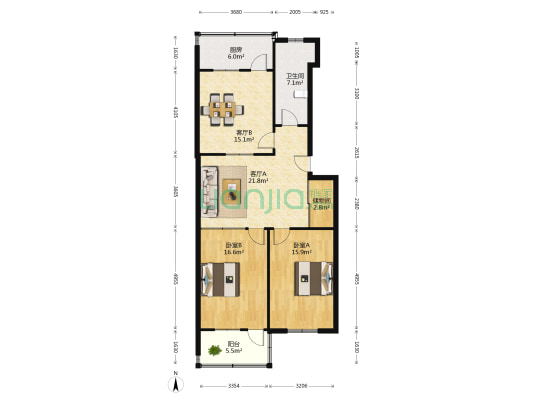 济大路17号 2室2厅1卫 103平方