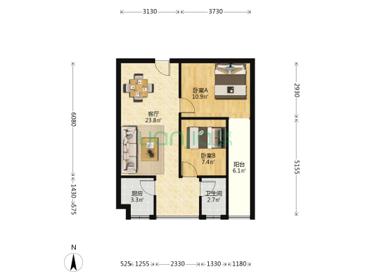 金福南街39号 2室1厅1卫 72平方