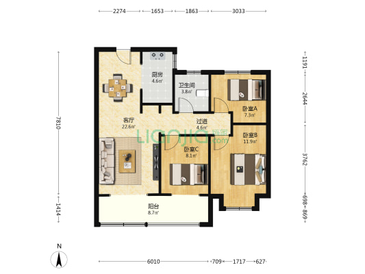 高新云锦 3室1厅1卫 101平方