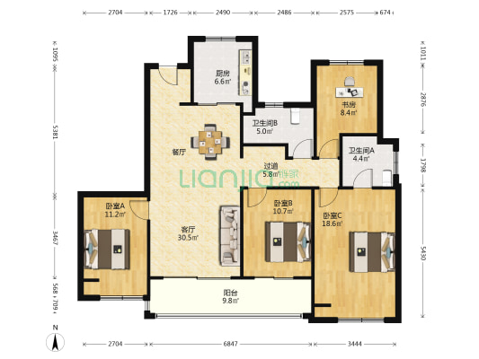 芯汇未来华庭 4室1厅2卫 149平方