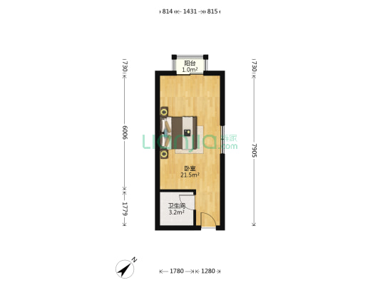 融城后街 1室0厅1卫 42平方