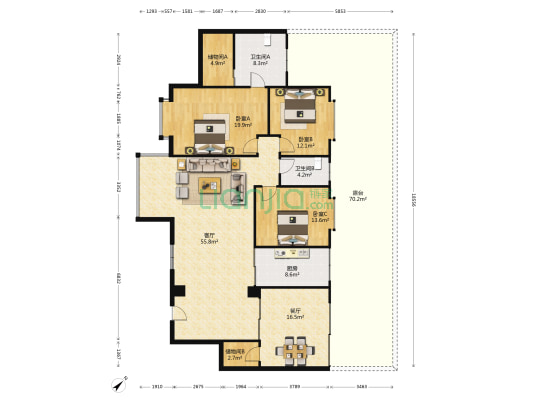 荔湾雅居 3室2厅2卫 130平方