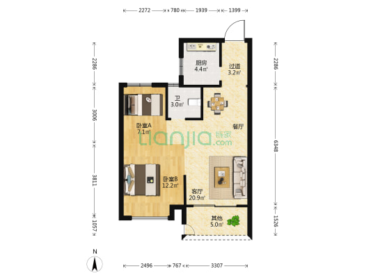 钱塘玉园 2室1厅1卫 72平方