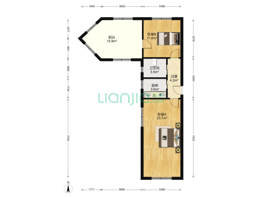 园川里 2室0厅1卫 43平方