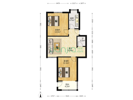 长坡社区 2室1厅1卫 67平方