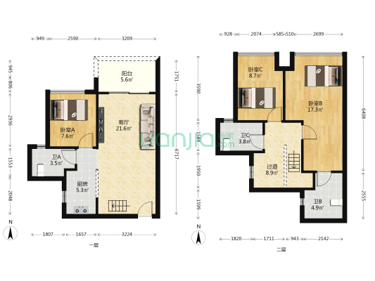 路劲天隽汇 3室1厅3卫 91平方