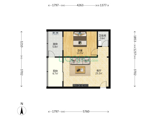 兰州市第七中学家属院 1室1厅1卫 55平方
