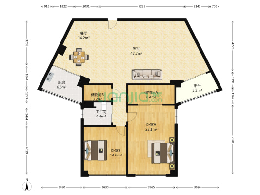 长城大厦 2室2厅1卫 151平方