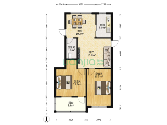 信江中路24号 2室2厅1卫 82平方