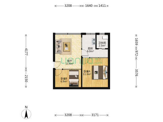 平福路1号 2室1厅1卫 50平方