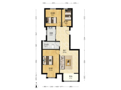 南北通透三居，业主家自住装修，全天采光-涿州天地新城户型图