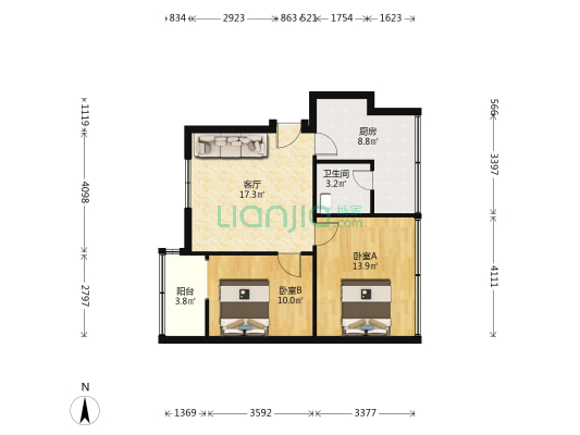 中铁二局第六工程有限公司家属区 2室1厅1卫 69平方