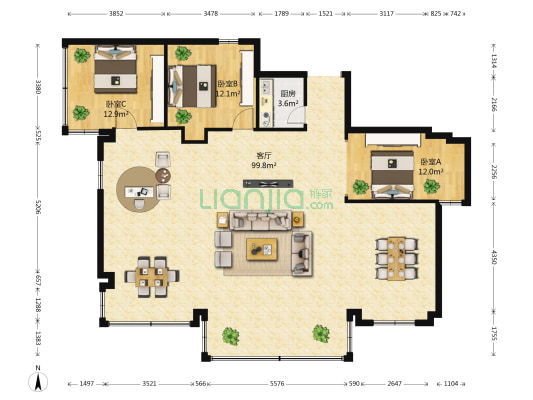 右弼大厦 3室1厅0卫 182平方