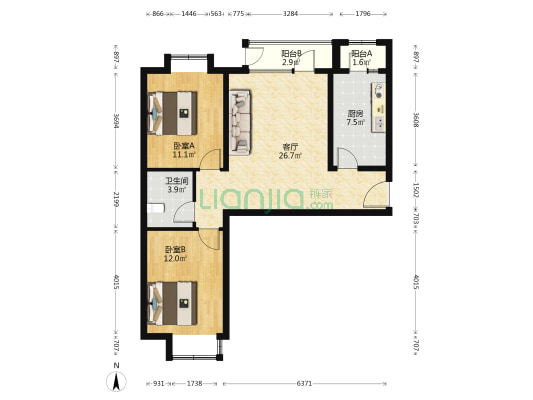 康营家园五区 2室1厅1卫 86平方