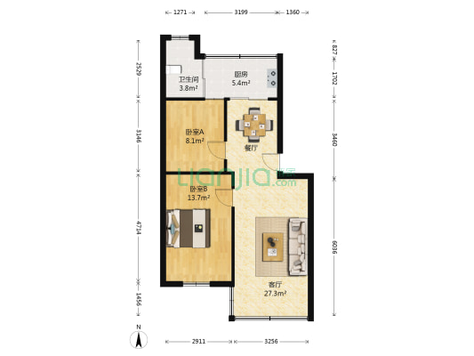 昆铁二院家属区 2室1厅1卫 58平方