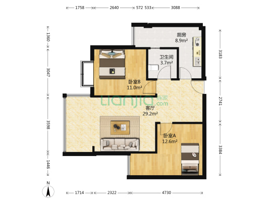 华洲名城尚院 2室1厅1卫 79平方