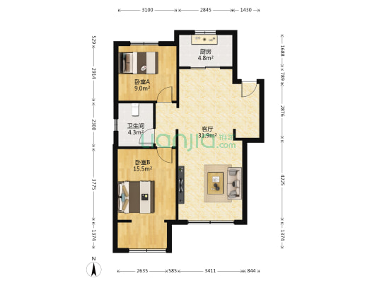 雅馨园 2室1厅1卫 94平方
