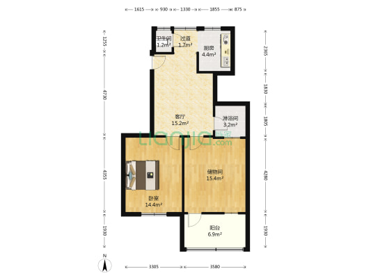 拖拉机厂东舍 1室1厅2卫 69平方