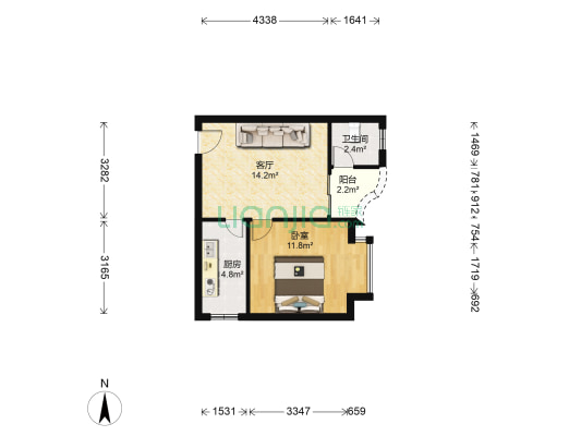 阳光时代 1室1厅1卫 47平方