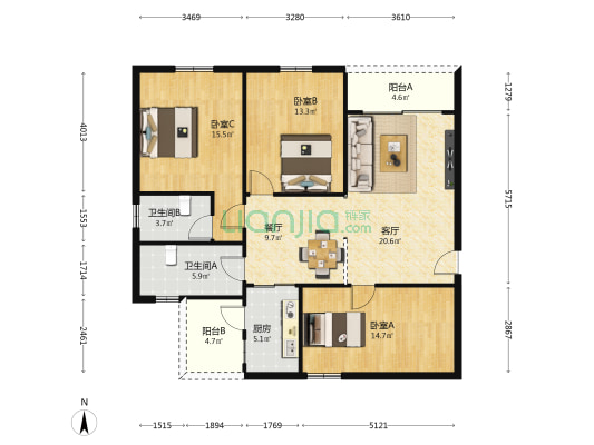 石碣彩虹西路 3室2厅2卫 103平方