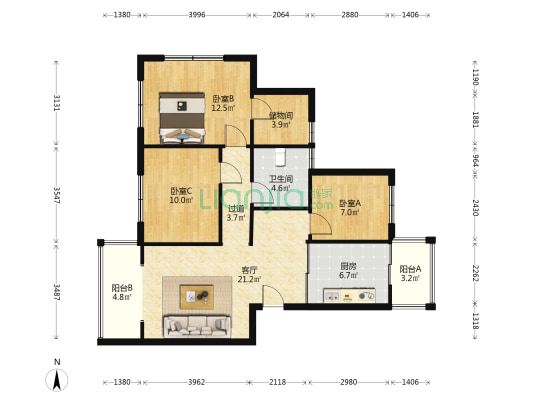 清溪映墅 3室1厅1卫 72平方