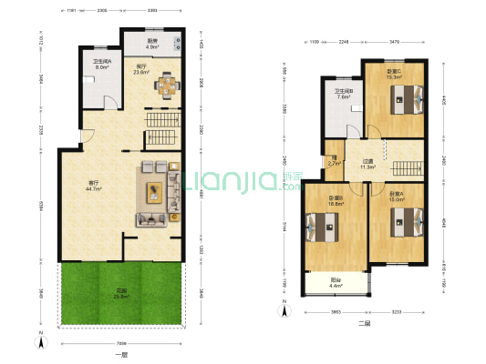 学士花园 3室2厅2卫 89平方