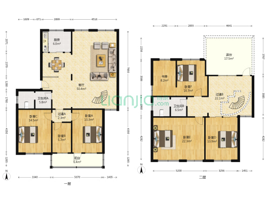 江兴路散盘 7室1厅2卫 215平方